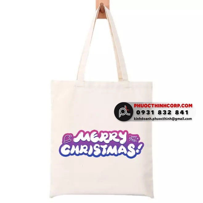 Túi tote cute có dòng chữ Merry Christmas