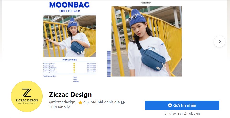 Facebook page của Ziczac Design Brand