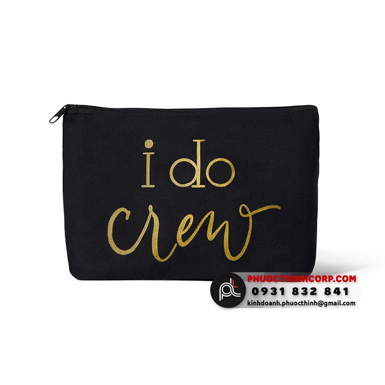 Túi trang điểm mini in chữ "I do crew"