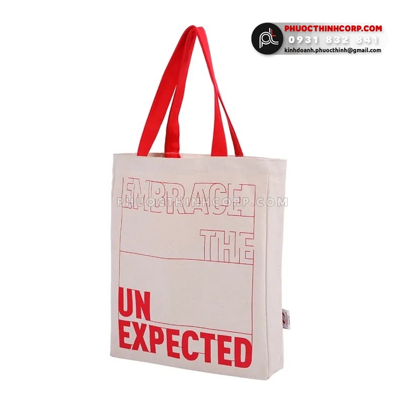 Mặt nghiêng túi tote vải bố Embrage the Unexpected
