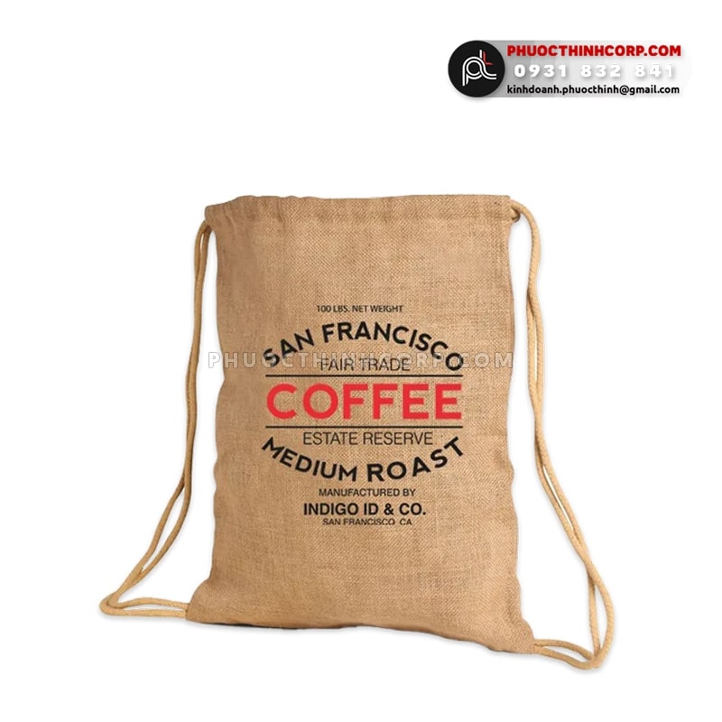 Túi vải đay dây rút San Francisco Coffee